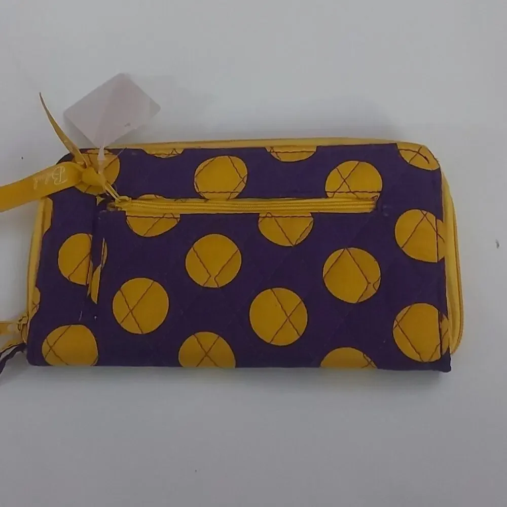 Belvah Yellow/Purple Zip Polka Dot Wallet Wristlet Dopamine Coconut Girl NEW